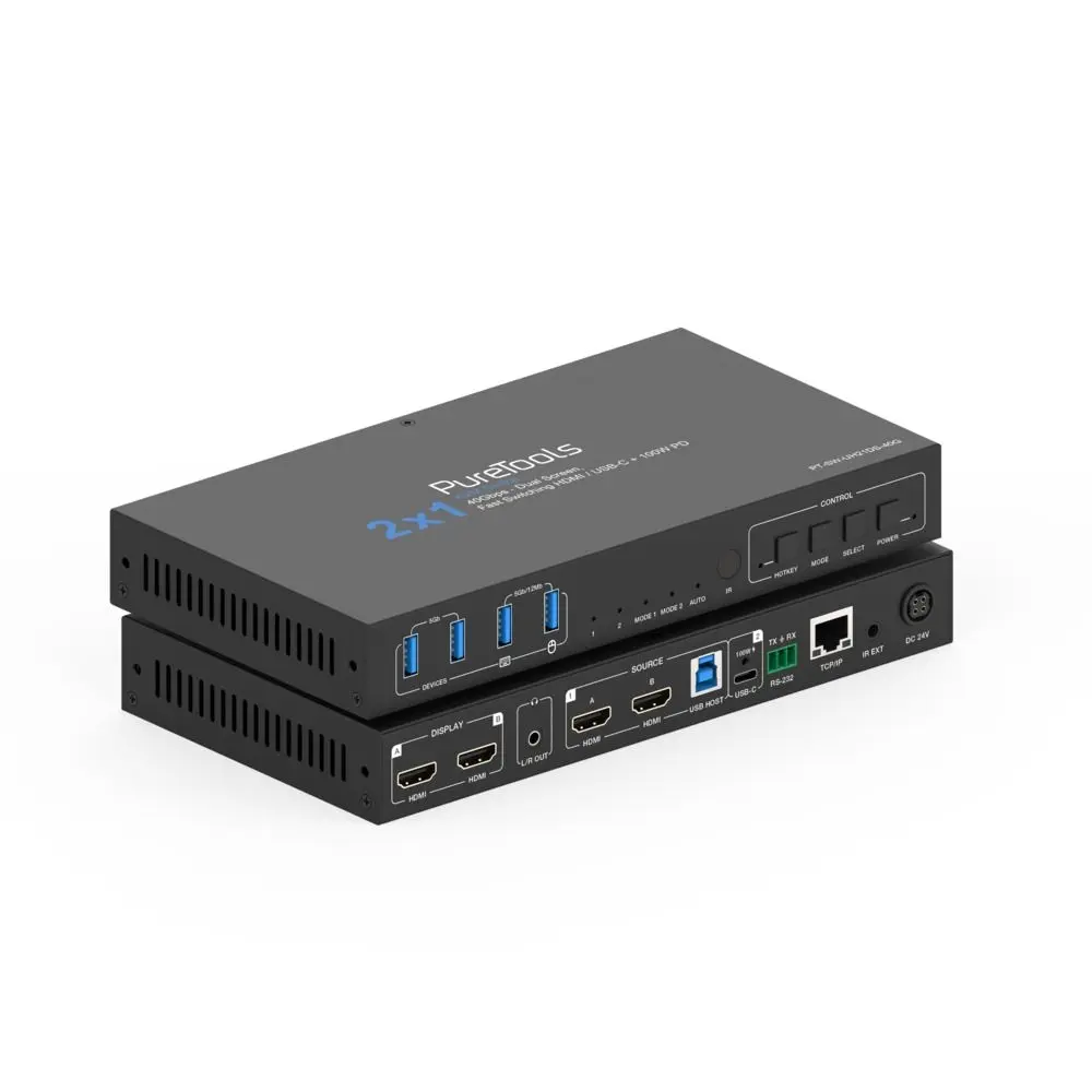 2x1 Dual Screen USB C HDMI KVM Kytkin 40G Tele Tukku Oy